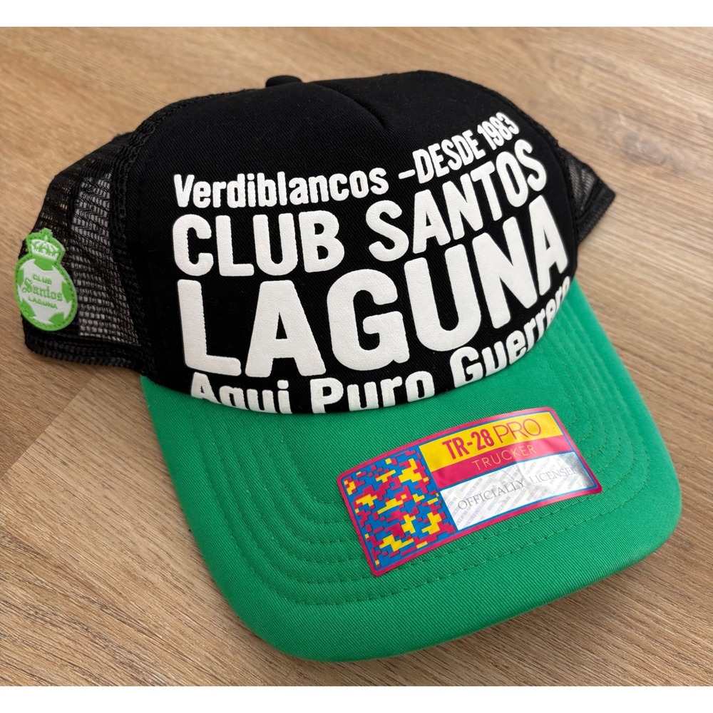 NWT Club Santos Laguna Trucker Hat - OSFA - Black Green Snapback